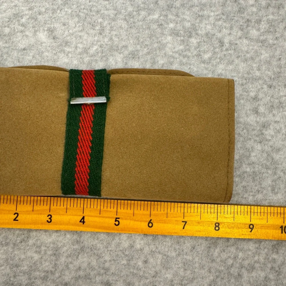 Vintage 1970s Suede Travel Jewelry Organizer Trifold Case Made in Hong Kong